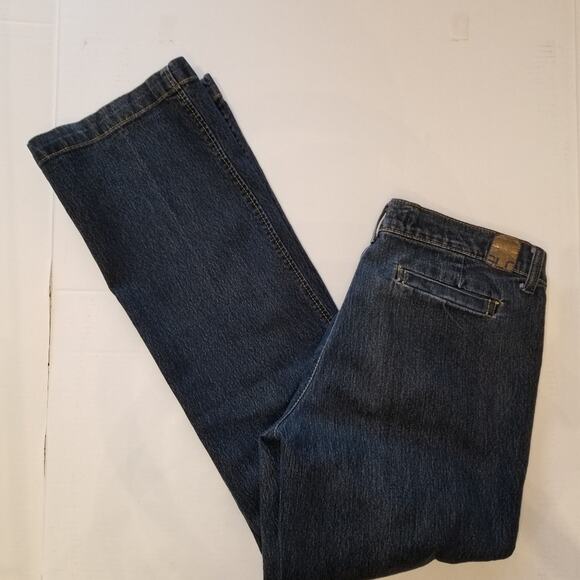 Glo Jeans by J Lo Mid Rise Straight Cut Slash Pockets Dark Rinse Juniors Size 9 - Picture 8 of 16